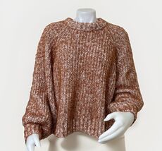 Studio B Womens Sweater Size XL Fluffy Speckled Long Bishop Sleeve Crewneck - $19.20