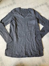J. Jill Pullover Sweater Small  gray V Neck Long Sleeve Soft Cotton Blend - $25.96
