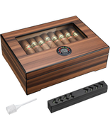 Handmade Cedar Wood Cigar Humidor Box with Humidifier and Hygrometer - $57.03 CAD