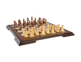 Luxury handmade chess set wooden chessmen WALNUT mosaic DUBROVNIK ROYAL - £131.61 GBP