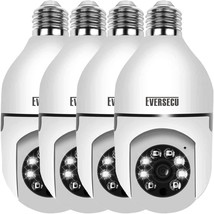 Eversecu 1080P 2.0Mp Wireless Light Bulb Ptz Security Camera With E27, 4 Pack - £91.78 GBP