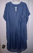 Tommy Bahama Ladies L Tencel Drawstring Waist Dress  Blue Chambray V-Neck  - £22.13 GBP