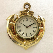 Brass Ship Anchor Nautical Roman Numeral Wall Clock Nautical Beach Decor... - £74.30 GBP