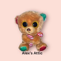 TY Silk Beanie Boos 6&quot; Plush Stuffed Animal Bella Bear Christmas Candy Cane 2017 - £11.80 GBP