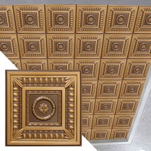 Dundee Deco Rustic Botanical Antique Gold Glue Up or Lay in, PVC 3D Decorative C - £14.64 GBP+