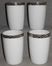 Set (4) FUKAGAWA Porcelain SILVER LICHEN PATTERN #917 8 oz Tumblers JAPAN - £31.57 GBP