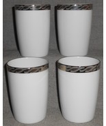 Set (4) FUKAGAWA Porcelain SILVER LICHEN PATTERN #917 8 oz Tumblers JAPAN - £31.37 GBP