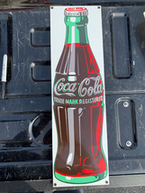Vintage Porcelain Enamel Coca Cola Bottle Sign Advertisement B - $185.72