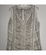 Soft Surroundings Gray and White Embellished Tank Top with V-Neck - $365.33 MXN