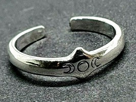 Toe Ring Triple Moon Goddess Solid 925 Sterling Silver Priestess Adjustable Uk - £9.80 GBP