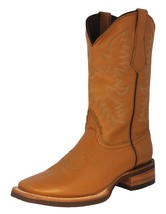 Mens Western Wear Cowboy Boots Buttercup Solid All Leather Square Botas Rancho - £80.41 GBP