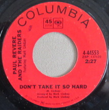 Paul Revere &amp; The Raiders - Don&#39;t Take It So Hard, Vinyl, 45rpm, 1968, VeryGood+ - £3.44 GBP