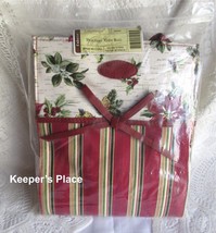 Longaberger Holiday Stripe Botanical Gift Bag Faux Leather Trim Handles New - £14.86 GBP