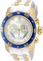Invicta 20293 Mens Pro Diver Quartz Chronograph Silver Dial Watch with Stainless - £104.85 GBP