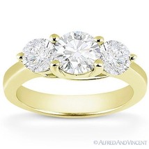 Forever ONE D-E-F Round Cut Moissanite 14k Yellow Gold 3-Stone Engagement Ring - £783.82 GBP+