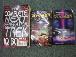 Lot of 3 star trek books voyager ragnarok gateways next generation IQ book - $9.99