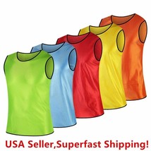 Pack of 6 &amp; 12  Soccer jersey Bibs Adult Sports team Scrimmage Training ... - £14.08 GBP+