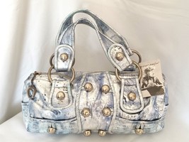 Betsey Johnson Vintage New Satchel Full Metal Betsey Silver with Blue Highlights - £179.85 GBP