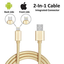 ✅6ft 2in1 Gold Braided Heavy Duty All iPhone 5-12/Android - $8.99