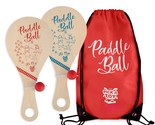 Wooden Paddle Ball (Set Of 2) With Red Carry Bag Indoor Outdoor Toy: Fun... - £26.58 GBP