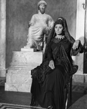 Sophia Loren regally Seated in lace Outfit Head Dress Near Statue 16x20 Canvas - £55.94 GBP