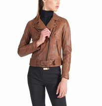 Jacket Leather Size Biker Womens Vintage Women&#39;s Real Ladies Motorcycle ... - £82.57 GBP
