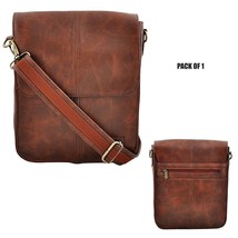 Premium Design Faux Leather Bag Messenger Bag With Flap Closure Brown Unisex - £37.86 GBP