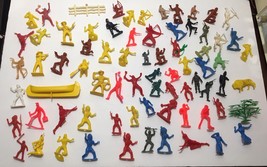 Lot of Vintage Mixed PLASTIC TOY Cowboys Indians Horse Tim Mee + Many Un... - $94.05