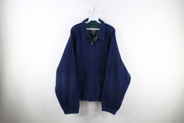 Vintage 90s Eddie Bauer Mens Size XL Faded Full Zip Fleece Bomber Jacket Blue - £43.61 GBP