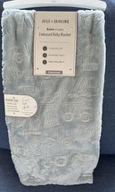 Just Imagine Pale Blue Embossed Tractors Trucks Baby Security Blanket Lovey New - £22.30 GBP