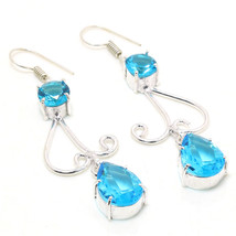 London Blue Topaz Gemstone Handmade Drop Dangle Earrings Jewelry 2.50" SA 3989 - £3.92 GBP