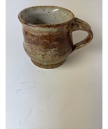 Studio Art Pottery Coffee Mug Cup Signed by Artist Drip Glaze Brown Rust - €16,46 EUR