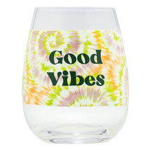 Tie Dye Wine Glass - Good Vibes - £29.09 GBP