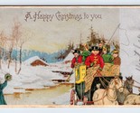 Horse and Carriage Scene Country Road Happy Christmas UNP Unused UDB Pos... - $14.80