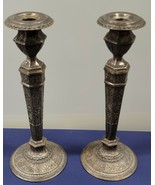19th C. PAIR  of Derby Silver Plate 11.75&quot; Repousee Candlesticks  #2547 - $373.39 CAD