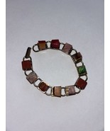 Vintage Bracelet Multicolored Natural Stones On Links 1960s 70s Hippie C... - €41,84 EUR