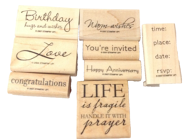 Stampin Up Rubber Stamp Set of 8 Thank You Birthday Love Life is Fragile more  - $13.50