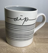 Sip Pier 1 Imports Coffee Mug Tea Cup Stoneware 16oz Sip Black White Stripes - £7.10 GBP