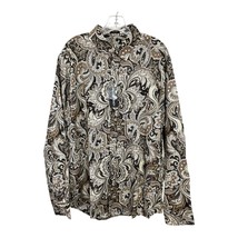 Coofandy Men&#39;s XL Paisley Long-Sleeve Button-Down Shirt – Brown/Black/Be... - $596.22 MXN