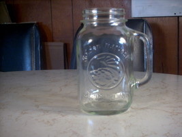 Vintage Golden Harvest Clear Glass Drinking Jar/Mug 1986 – 6 ½&#39;&#39; Tall - £7.86 GBP