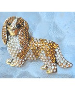 Austrian Crystal and Enamel Sweet Puppy Dog Brooch - £9.39 GBP