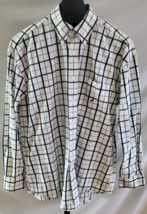 Nautica White &amp; Black Plaid Button Down Cotton Shirt Mens Size XL - £11.82 GBP