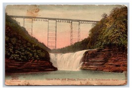 Upper Falls and Bridge Letchworth State Park Portage New York NY DB Post... - $2.92