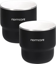 Normcore Espresso Cups Set 2, 7oz Double Wall Ceramic-Coated Tumbler, Black - $18.81