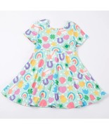 NEW Boutique St Patrick&#39;s Day Girls Lucky Charms Rainbow Shamrock Dress - $11.04