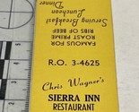 Front StrikeMatchbook Cover Sierra Inn Restaurant  Okeechobee, FL  gmg U... - £9.89 GBP