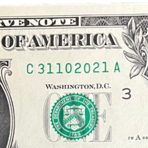 One Dollar $1 Bill Fancy Serial 31102021 birthday March 11 or January 31... - $33.99