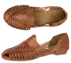 Women Sandals Mexican Huaraches Real Leather Closed Slip On Cognac Boho ... - $34.95