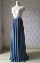 Dusty Blue Maxi Chiffon Skirt Outfit Bridesmaid Custom Plus Size Chiffon Skirts image 10