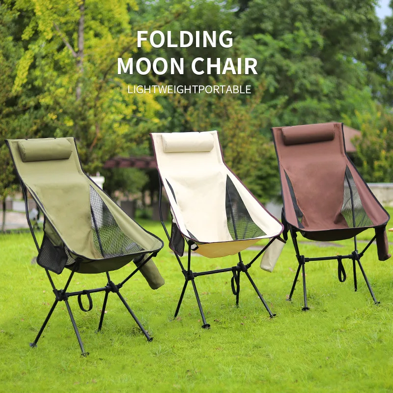 Outdoor Camping Chairs Folding Moon Chair Detachable Portable Beach Fishing - £23.22 GBP+